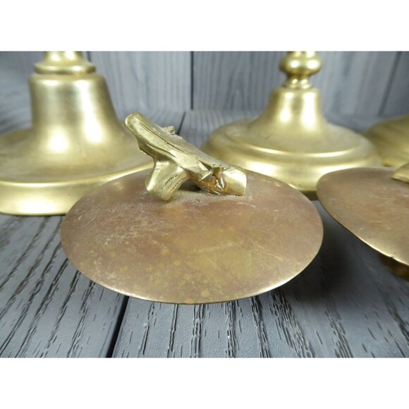 Vintage set of 3 of Heavy Brass Candle Sticks by SARREID Ltd Korea (Ducks 2/3) - Picture 9 of 16